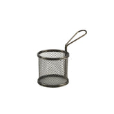 GenWare Stainless Steel Black Round Serving Fry Basket 9cm